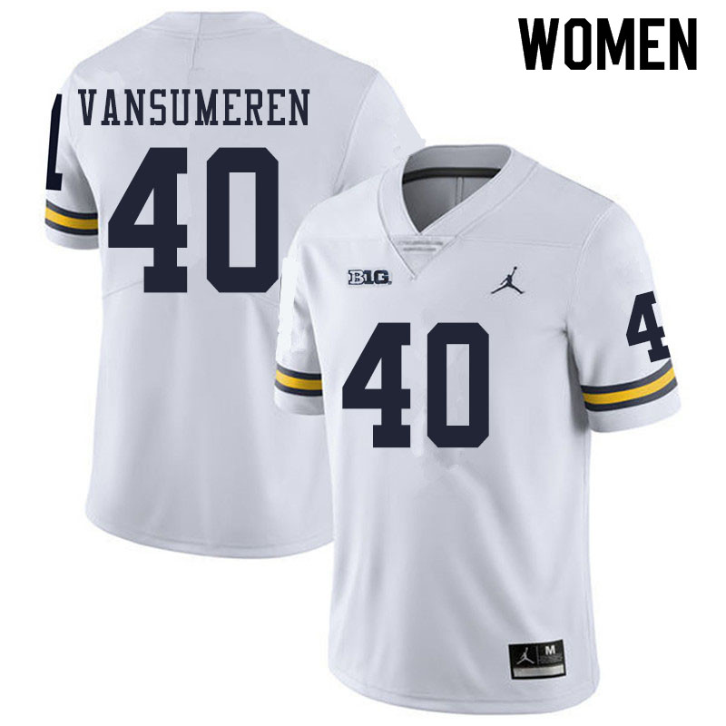 Women #40 Ben VanSumeren Michigan Wolverines College Football Jerseys Sale-White
